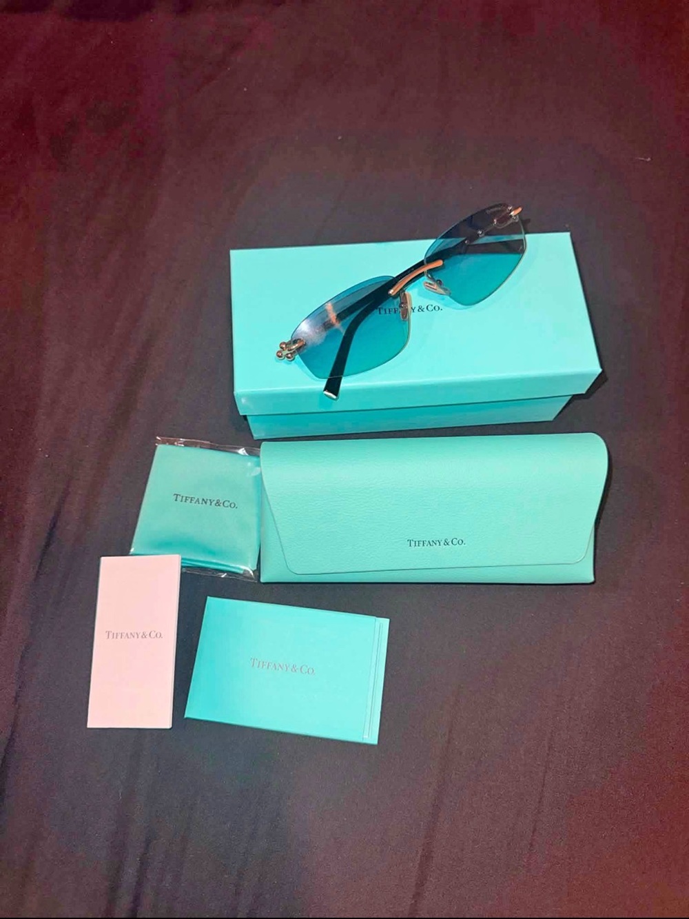 Tiffany & Co. Turquoise Rimless Sunglasses with Matching Case
